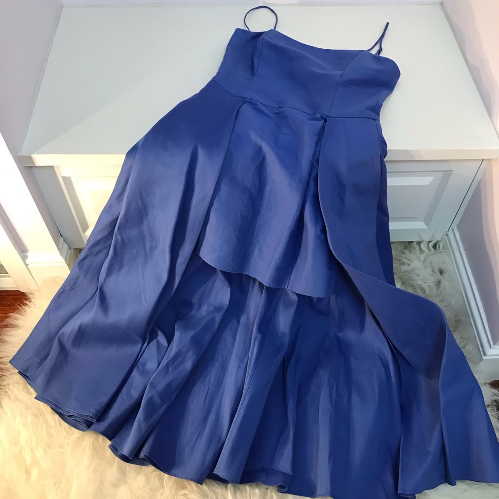 HALSTON HERITAGE FAILLE SLEEVELESS HIGH-LOW DRESS - Picture 2 of 5